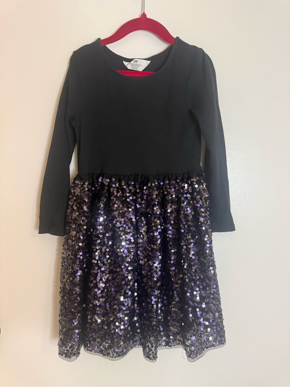 H&M Black Dress with Purple Sequin Skirt
